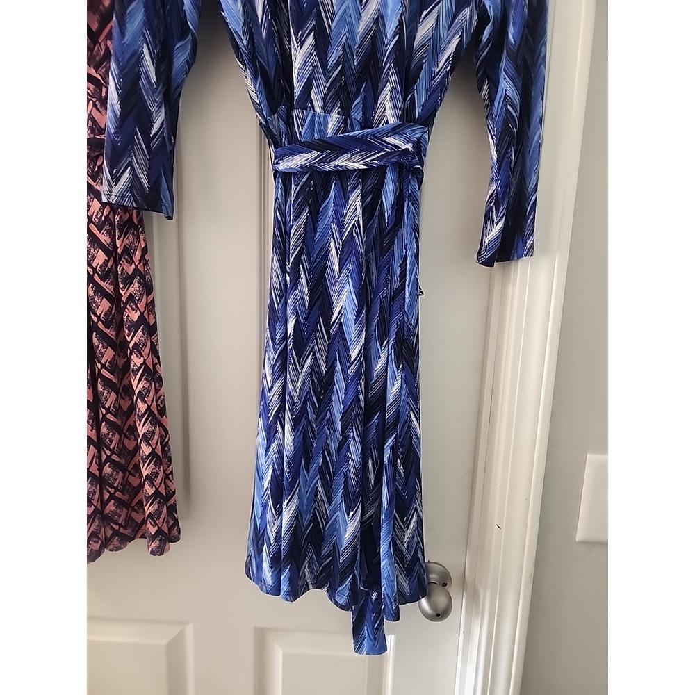 Liz Claiborne Neck Faux Wrap Dress Tie Belt Stretch Office Modest Corporate Lot - Picture 12 of 16